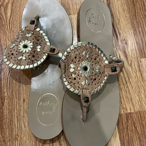 Jack Rogers Brown and Gold Sandals - Picture 1 of 2